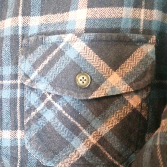Men's Thick Flannel Cotton Blue Gray Shirt Pockets Buttons Medium - Picture 10 of 14